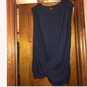 EUC Navy Blue Knot Front Worthington Top